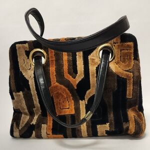  Julius Resnick(JR) cut velvet chenille mod large handbag 1960s